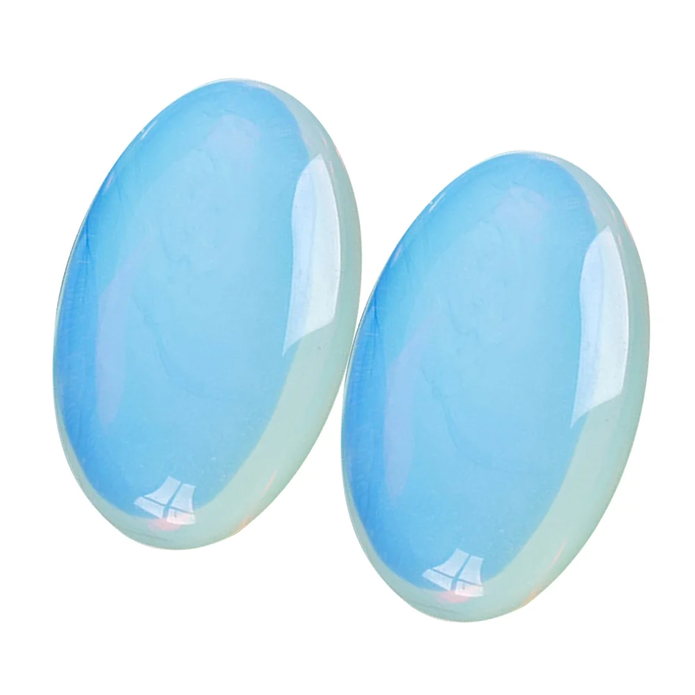 

2pcs Oval Shape Thumb Stone Crystal Stone Home Desktop Crystal Stone Decor