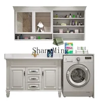 ตู้ล้างหน้าแบบติดตั้งในห้องน้ำพร้อมเครื่องซักผ้าในตัว ทำจากไม้เนื้อแข็ง ชุดอุปกรณ์ห้องน้ำแบบรวม ตู้ล้างหน้าแบบตั้งพื้น 3