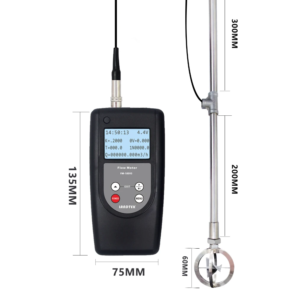 Portable flow meter FM-100V5 nullah river reservoir hydrological 0.01-5.00m /s