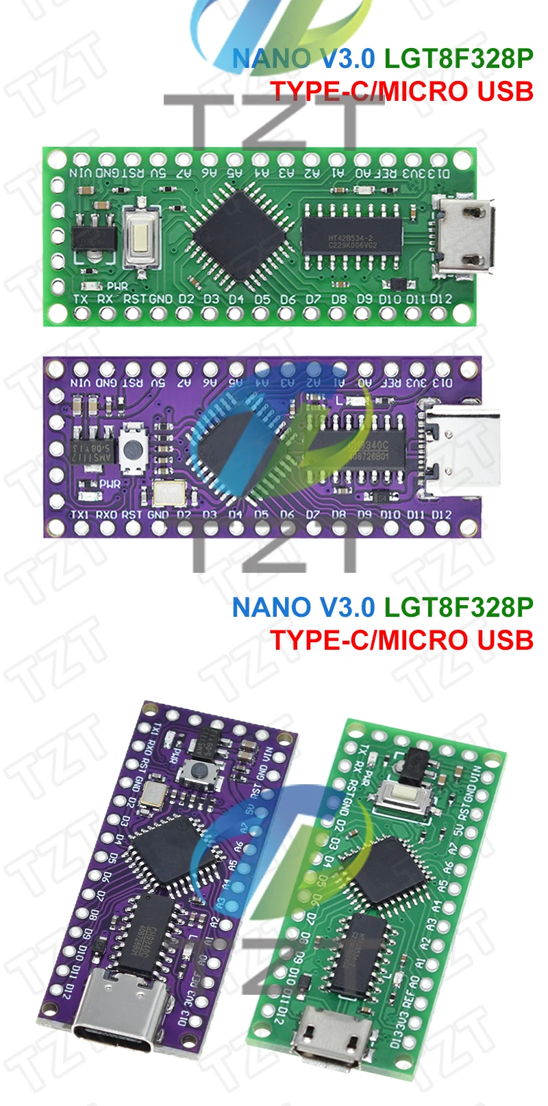 LGT8F328P-LQFP32 MiniEVB TYPE-C MICRO USB Kompatibel Mit ATMEGA328 Nano V 3,0 LGT8F328P CH9340C / HT42B534-1 SOP16 Für Arduino – Detail 9