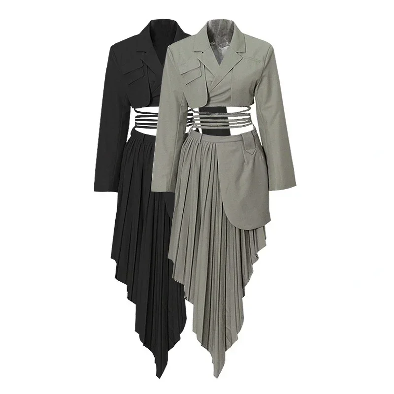 جديد إمرأة مجموعات غير رسمية الخريف طويلة الأكمام سترة السترة مجموعة قطعتين وتتسابق تنورة الصلبة سيدة تنورة الدعاوى غير النظامية تنورة