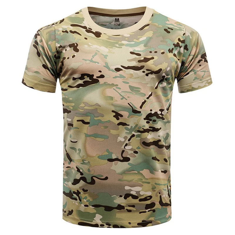 Sport T Shirt Men Tactical T-shirt Summer Camouflage Quick Dry Short Sleeve O Neck T Shirt