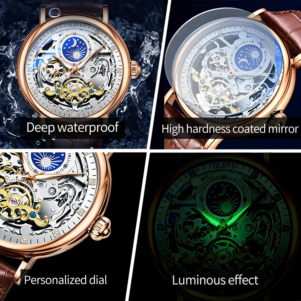 OLEVS Orologio da uomo automatico a carica automatica, scheletro OLEVS Orologio da uomo automatico a carica automatica, scheletro