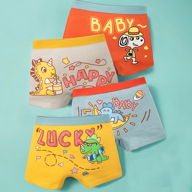 Boys Antibacterial Panties 1-5Y Young Children Cotton Underwears Soft Kids Thin Breathable Briefs Baby Boy Dinosaur Print Briefs