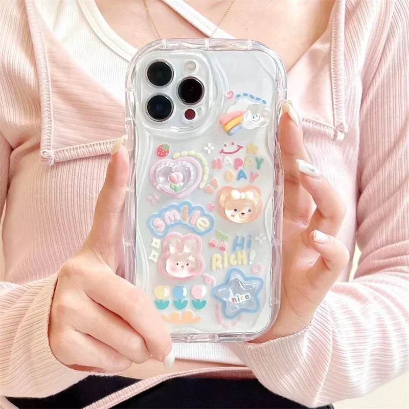 Korean 3D Bear Phone Chain Lanyard Case for iPhone 3
