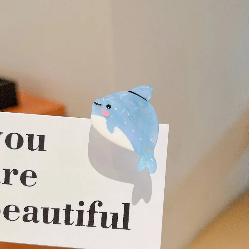 Kawaii Shark Hair Clip - Women's Marine Animal Theme Acrylic Acid Clips for Half Up Hairstyles, Non-Slip Cute Hair Accessories