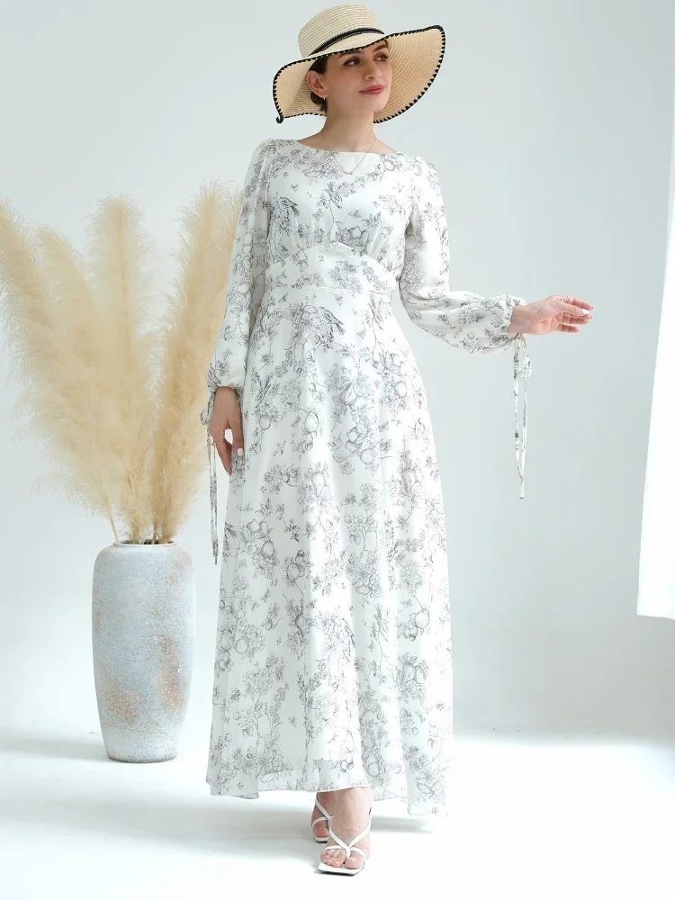 Muslim Fashion Hijab Dress Chiffon Printed Abayas for Women Turkish Evening Dresses Abaya Dubai Luxury Islamic Modest Clothing