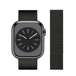 Stainless Steel Magnetic Mesh Band - Elegant Metallic Loop Strap - 38mm 40mm 41mm (2. Black)
