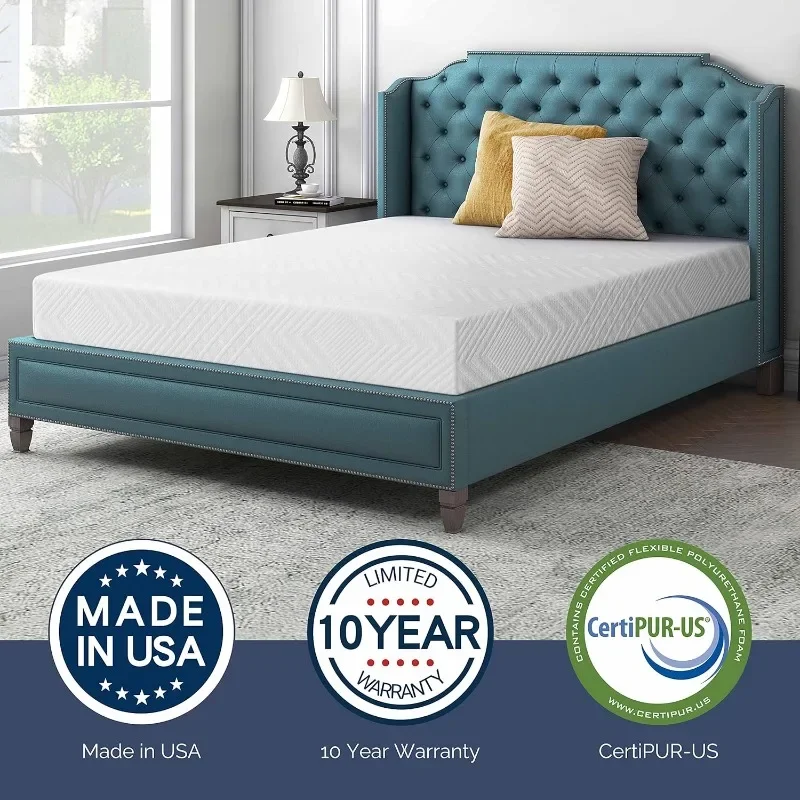 Description Picture 3 of item8 Inch Full Size Memory Foam Mattress, Bed in a Box Green Tea Gel Infused Mattresses, Breathable Removable Quilted Cover