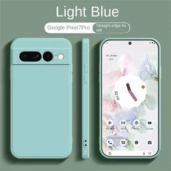 Enhanced Liquid Silicone Shockproof Phone Case with Soft TPU Bumper - Pixel 6 Pro (Cyan blue)