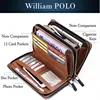 WILLIAMPOLO Men's Wallet Business Large Capacity Clutch Bag Genuine Leather Clutch Wallet Double Zipper Handbag Long Men Wallet 4