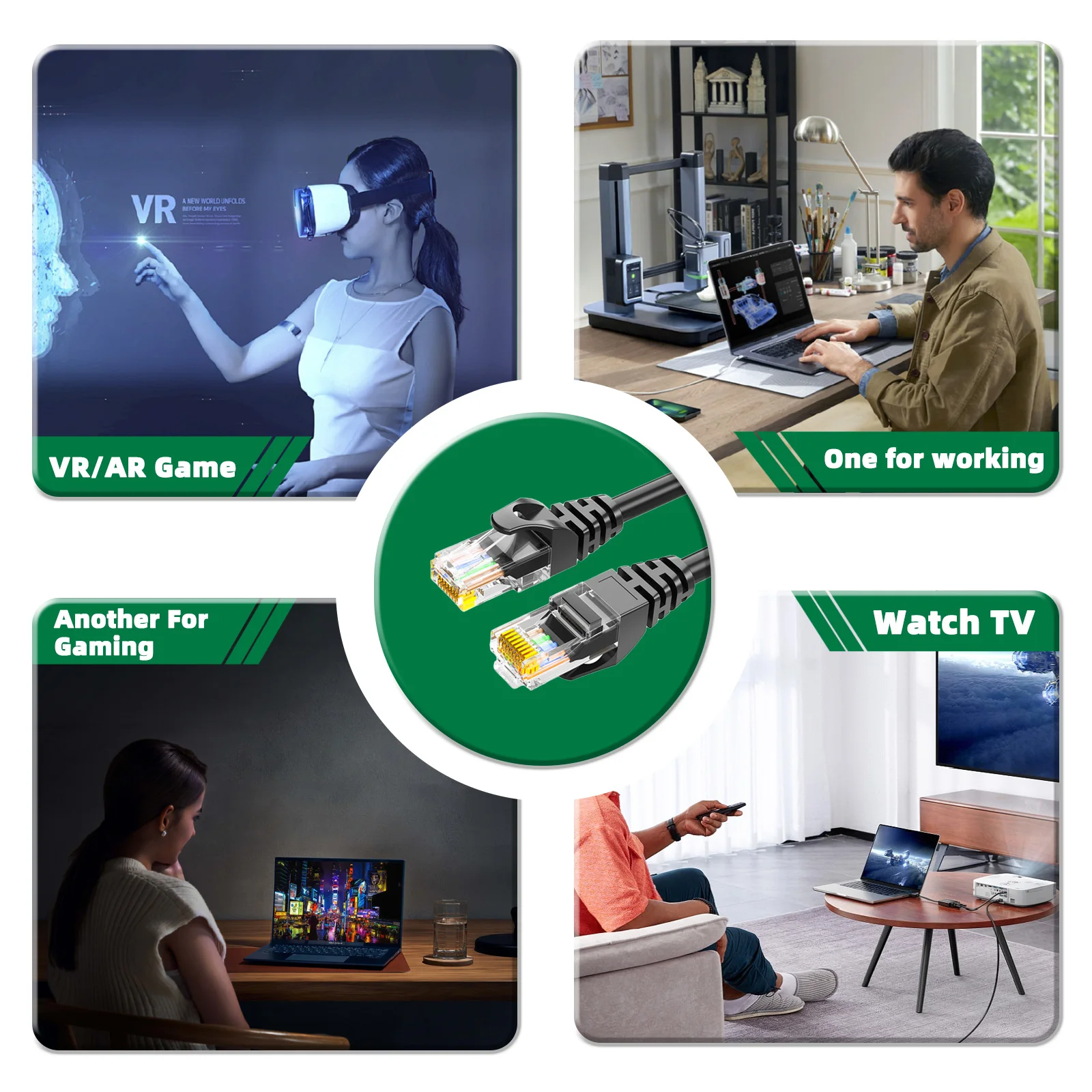 Premium Snagless Black Cat 6 Ethernet Cable - Weatherproof, High-Speed Internet LAN Solution