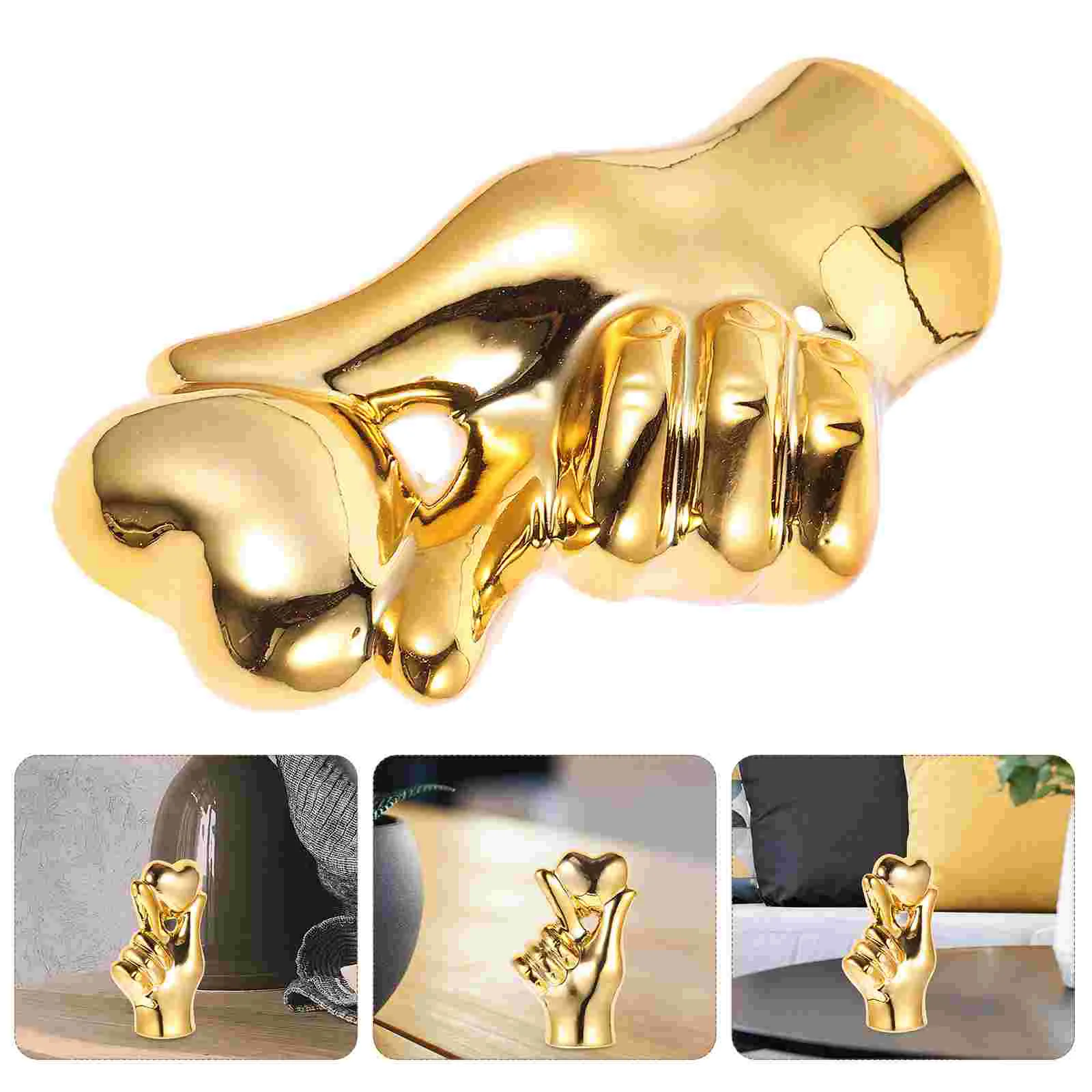 

Hand Gesture Statue With Heart Decor Ceramic Hand Gesture Figurine Desktop Gesture Statue