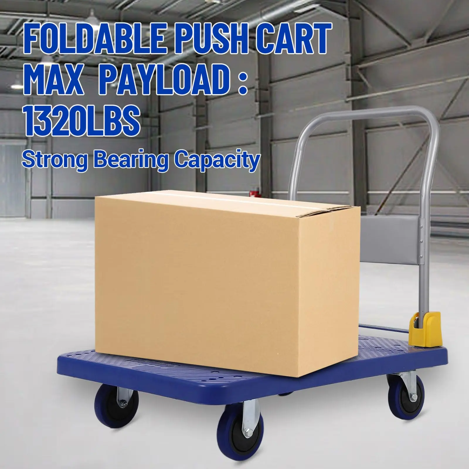 Faltbarer Handwagen, 1320 Lbs Schwerlast-Plattformwagen, 40x24 Zoll Transportwagen mit 5 Zoll Rädern für Umzug, Büro & Lager