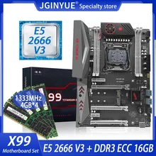 Zestaw płyt głównych JINGYUE X99 zestaw LGA 2011-3 z procesorem E5 2666 V3 procesor 16GB = 4GB * 4 pamięci RAM DDR3 ECC M.2 NVME X99 TITANIUM D3