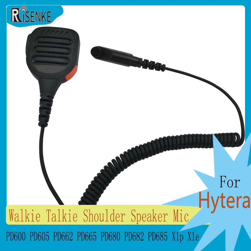 RISENKE Shoulder Speaker Mic for Hytera PD600 602 PD605 PD662 PD665 PD680 PD682 PD685 X1p X1e Walkie Talkie Handheld Microphone 5pcs vhf 156 174mhz sma male antenna for hyt hytera x1p x1e pd600 pd660 pd680 pd685 pd665 pd605 pd682 pd662 pd606 pd686 radio