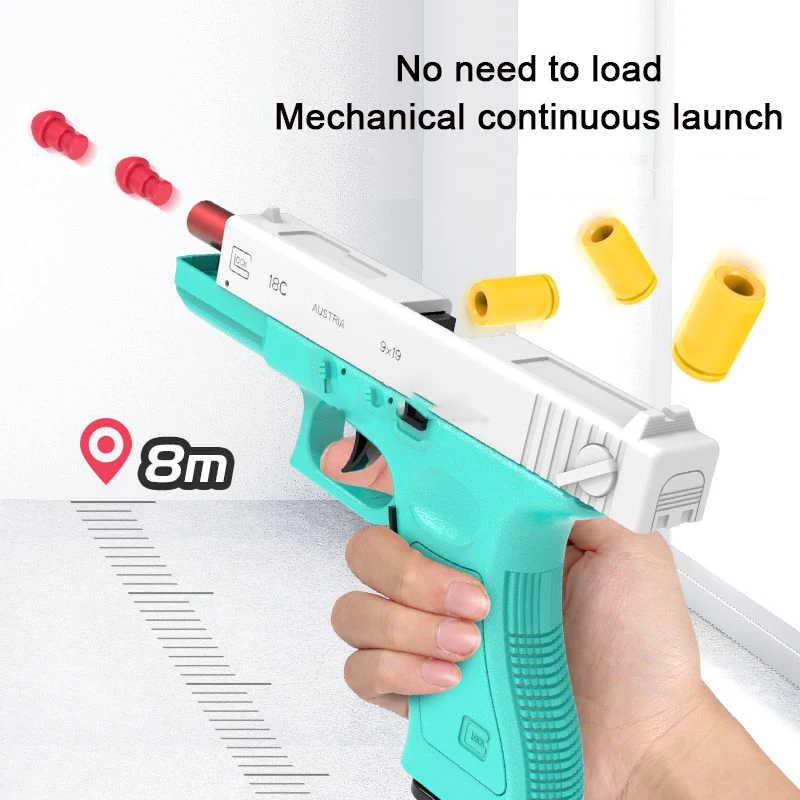 2024G18 Shell Throwing Glock Automatic Burst Toy Gun Can Launch Soft Bullet Alloy Outdoor Toy Shooting Weapon CS Boy Toy 4