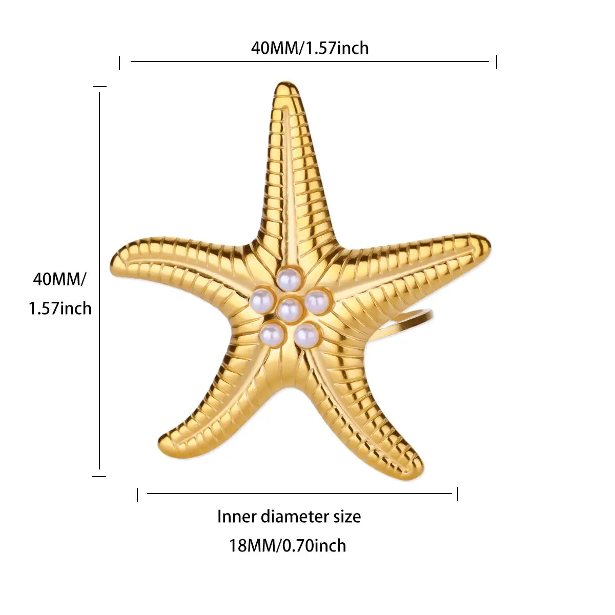 Ocean Starfish Jewelry Adjustable Stainless Steel