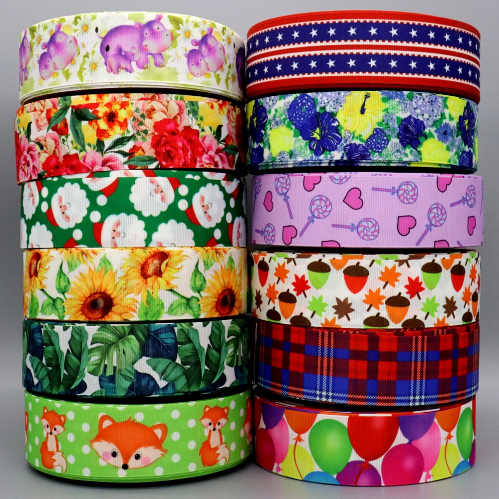 50yards 38mm Big Sale Cartoon Popular Printed Grosgrain Ribbon Accessories Headwear Decoration Collar DIY Sewing Craft S2615