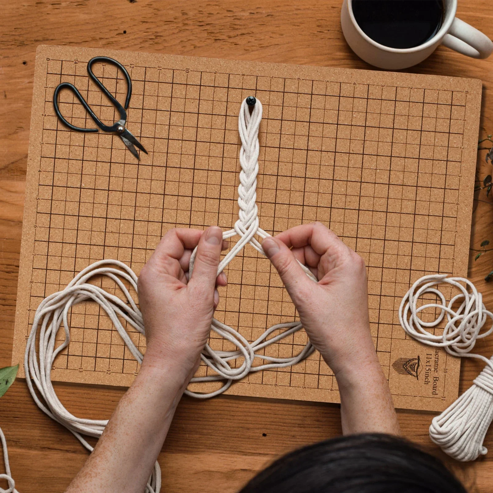 Macrame Board with Pins 12x16in Double Side Macrame Project Board with Grids Portable Braiding Instructions Reusable