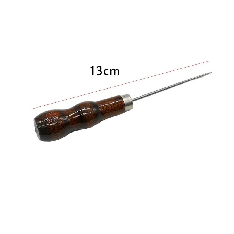 Description Picture 3 of itemSolid Wood Manual Awl Knitting Tool DIY Leather Craft Drilling Awl Straight Cone Curved Cone Needle Thousand Through Drill Tools
