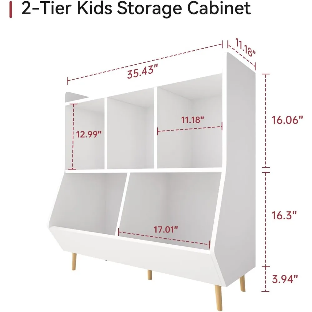 kids bookshelf and toy storage, 3-tier wooden open bookcase with feet, baby book and toy storage display organizer with spaciou