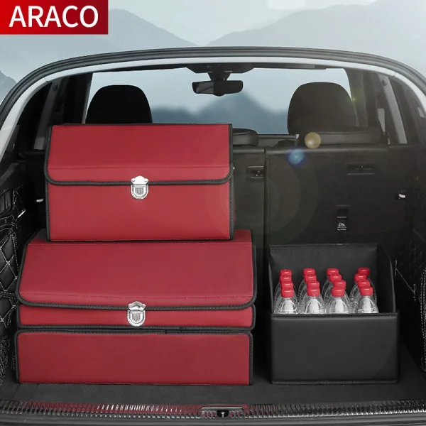 Car Trunk Storage Box Large Capacity Leather Organizer Tool Box For