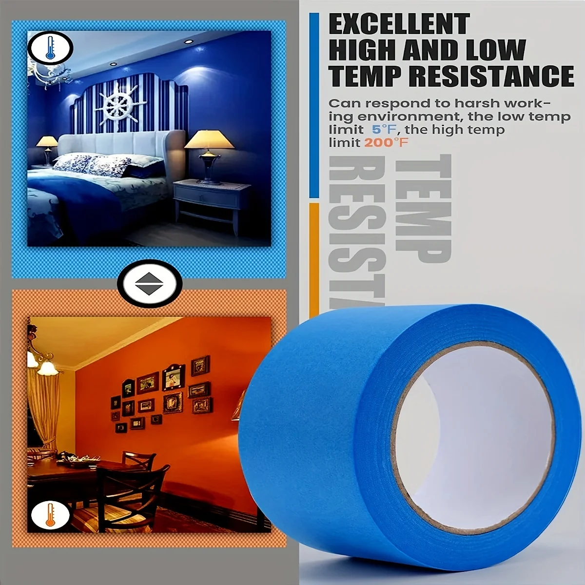 100 feet * 1in Blue Painters Tape 2 inches Wide, Bulk Original Blue Masking Tape