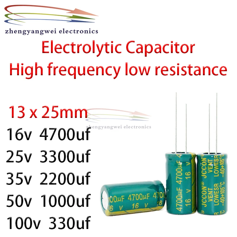 10pcs 13x25mm 16v4700uf 25v3300uf 35v2200uf 50v1000uf 100v330uf green High frequency low resistance Electrolytic Capacitor 10pcs 13x25mm 16v4700uf 25v3300uf 35v2200uf 50v1000uf 100v330uf green high frequency low resistance electrolytic capacitor