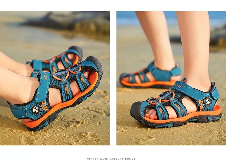 Children Summer Breathable Non-slip Sandals Boys Girls Beach Shoes Soft Flat Closed Toe Safty Shoe Outdoor Casual Sports Sandals bata children's sandals