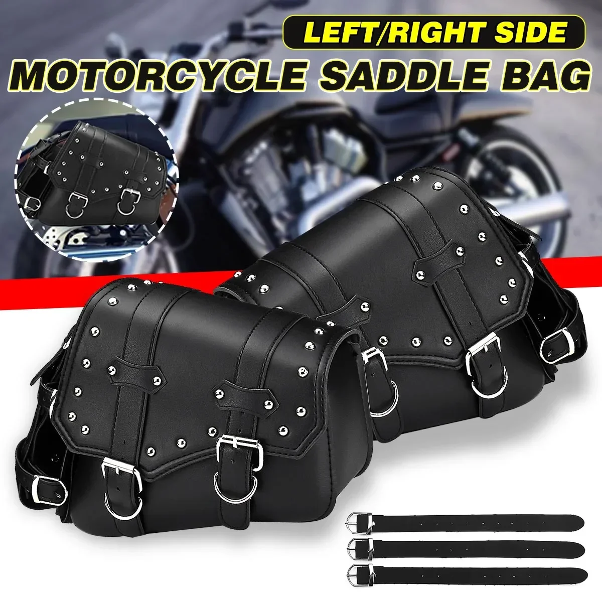 

Universal Black Waterproof Motorcycle Saddlebags Side Tool Bags Motorbike Scooter Luggage Pouch Storage Saddle Bag Vintage