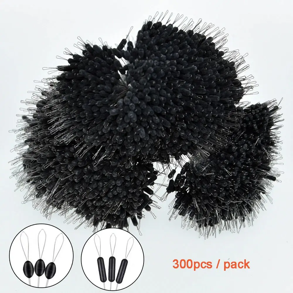 Stoppeur pêche noir en silicone 300 pièces, flotteur résistant pour ligne et accessoires de pêche