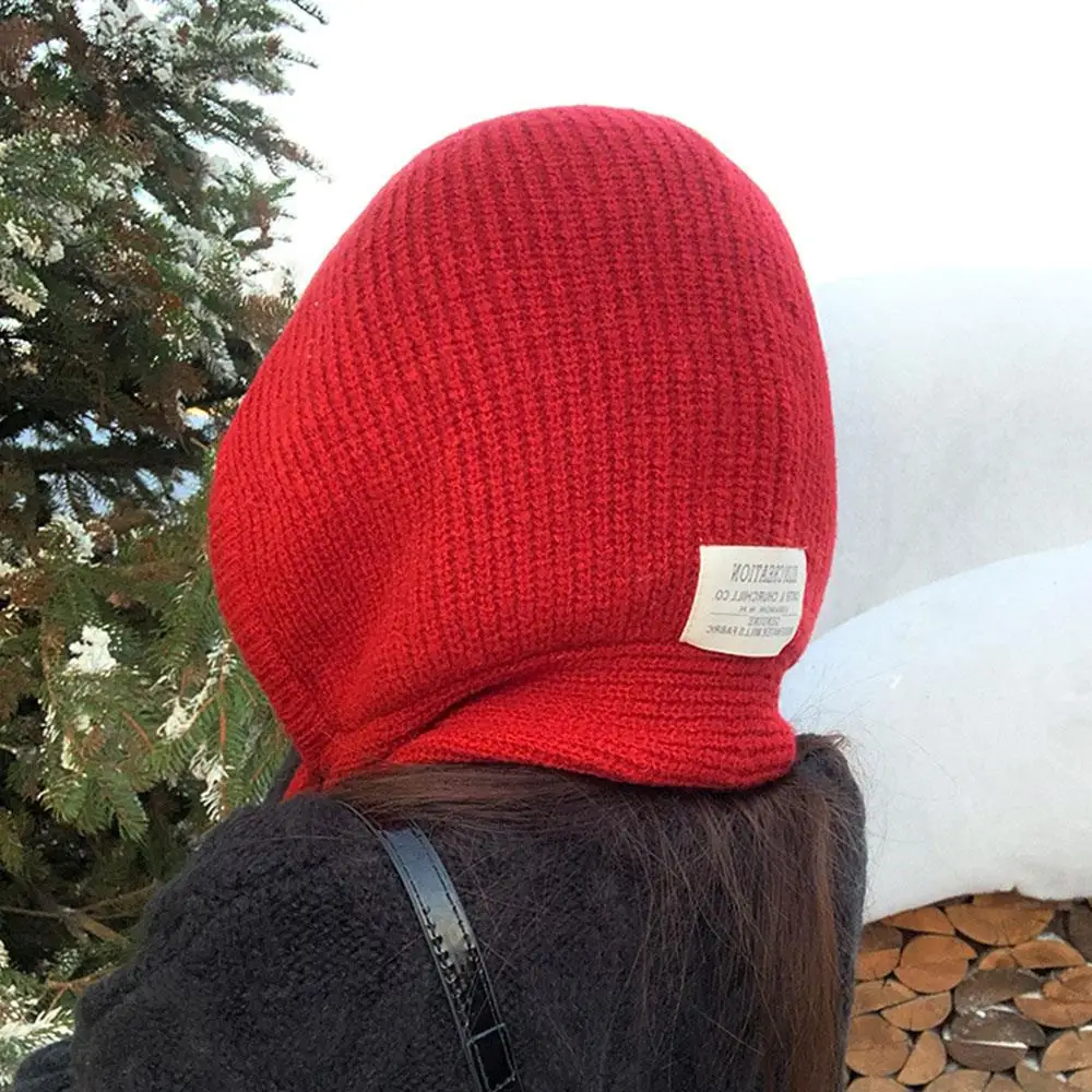 Knitted Beanies Cap For Women Y2K Balaclava Winter Women's One-Piece Thickened Scarf Cap Outer Wear Hat Scarf Winter Accessories