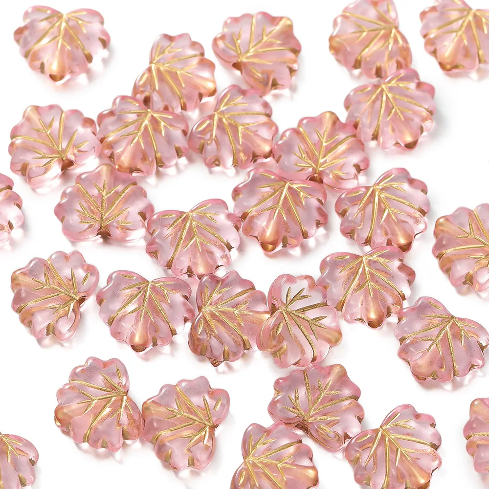50 teile/los 13x11MM Vintage Acryl Perlen Bernstein Maple Leaf Spacer Lose Perlen Für DIY Schmuck Machen Halskette armbänder Zubehör – Detail 5