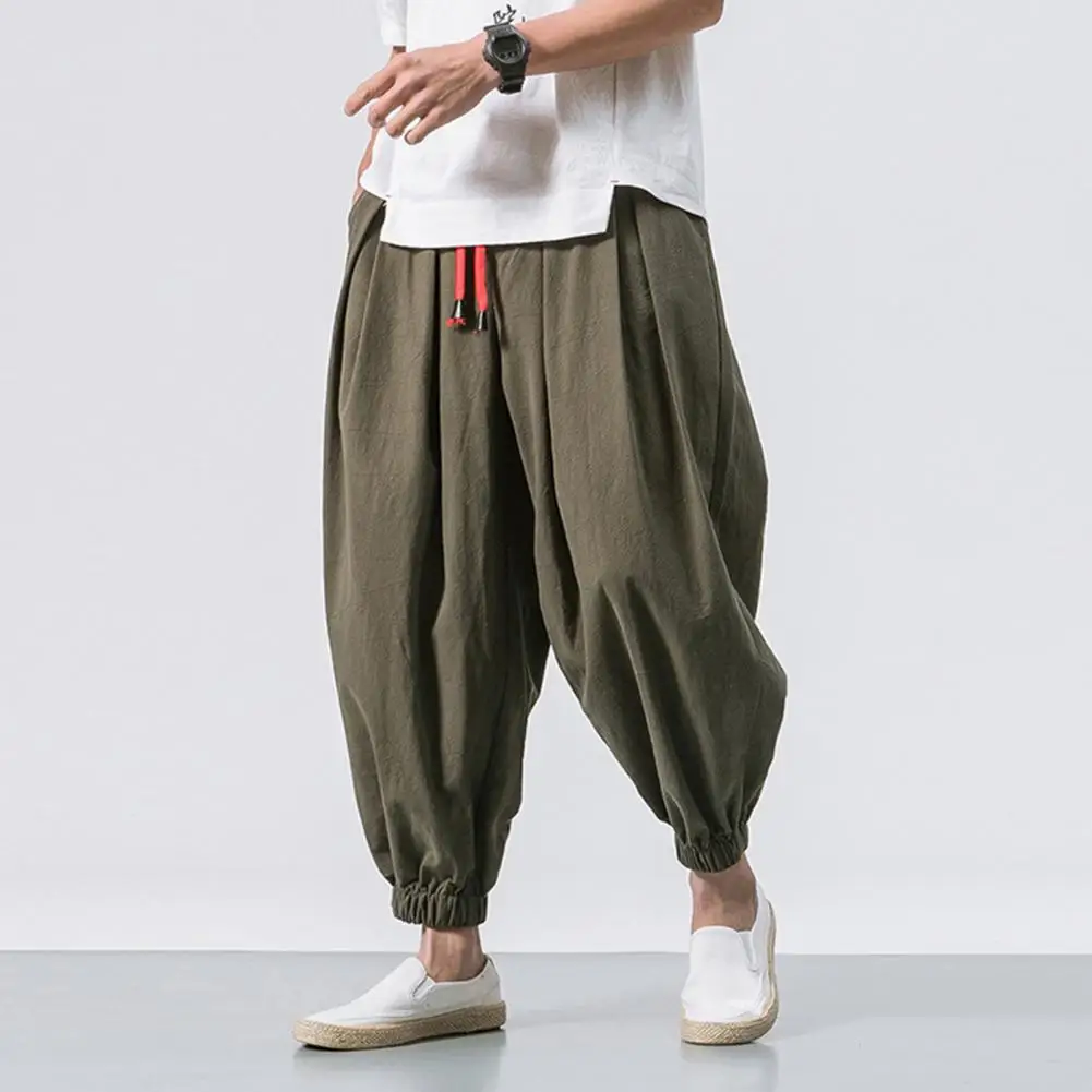 

Cool Men Pants Deep Crotch Soft Men Trousers Ankle Length Men Harem Pants