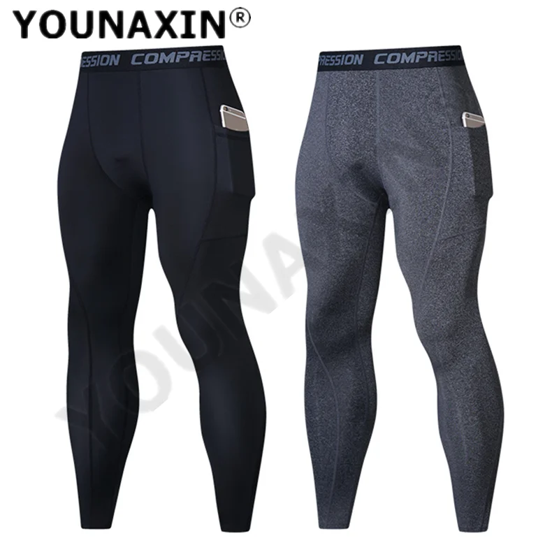 

Men Running Tights Leggings With Pocket Jogging Sports Pants Gym Fitness Workout Training Yoga Bottoms Basketball Trousers
