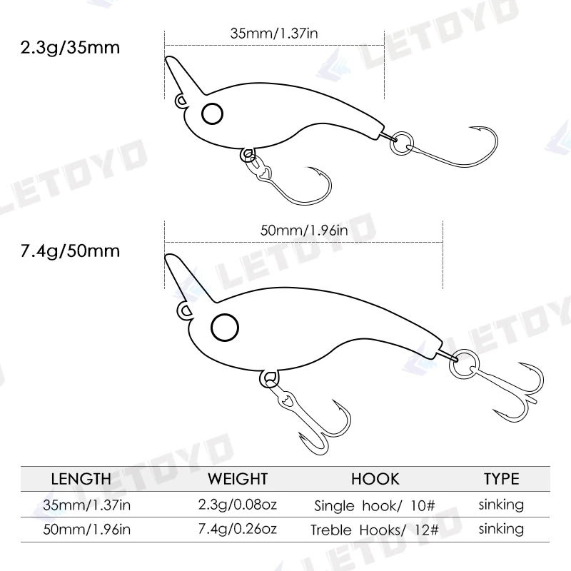 LETOYO 35mm 2.35g Sinking Minnow Micro Fishing Lure Mini Crankbait Wobblers  For Freshwater Stream Trout Baits Bass Perch Fishing