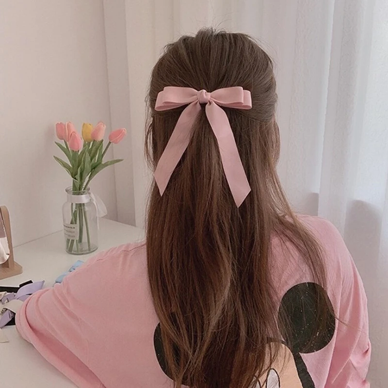 1ks korejské styl móda textilie vlasy luk sponka pro ženy dívčí stuha vlasy klipů mašle jaro klip ženské vlasy příslušenství