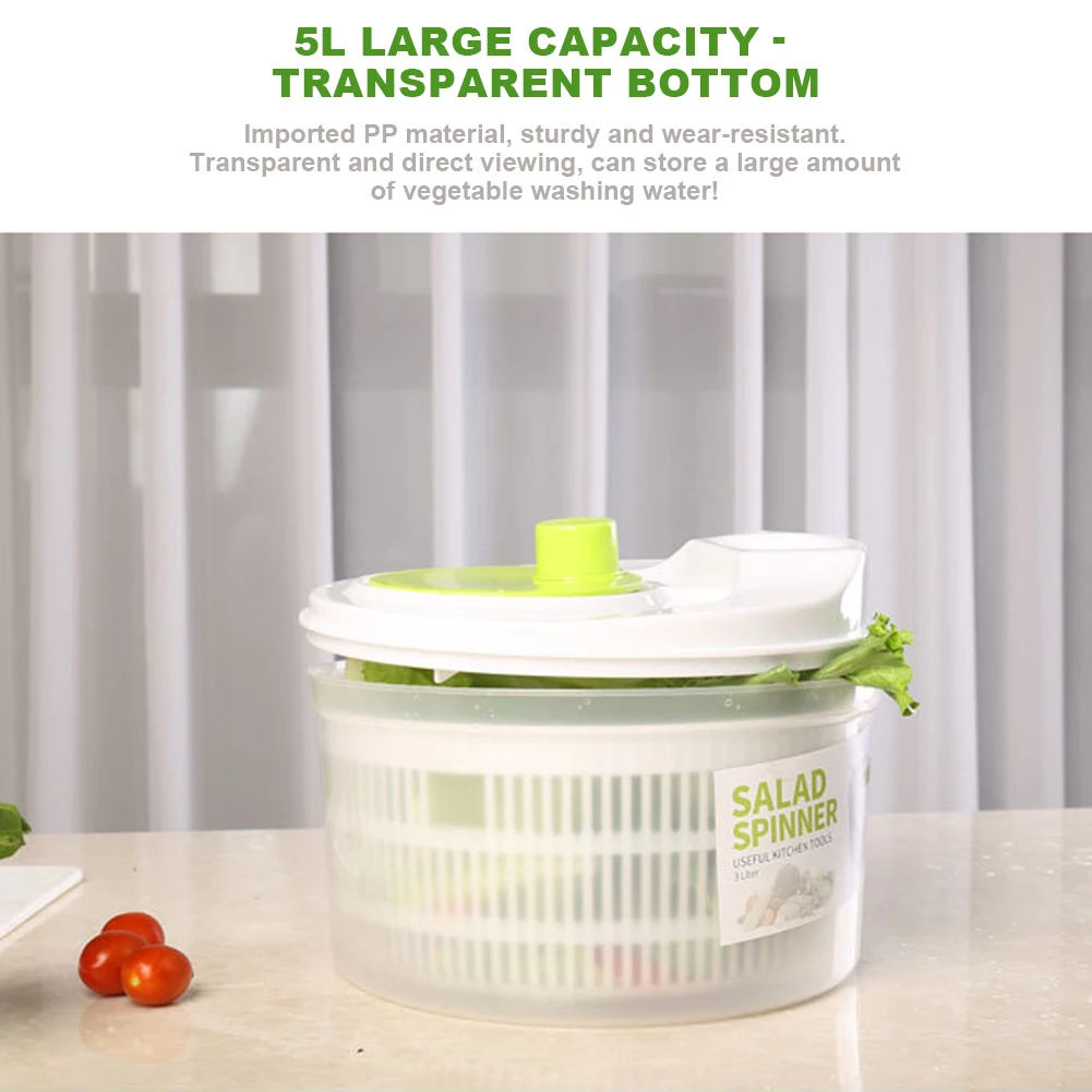 5L Vegetable Washer With Lid Reusable Greens Washing Strainer Vegetables Salad Tool