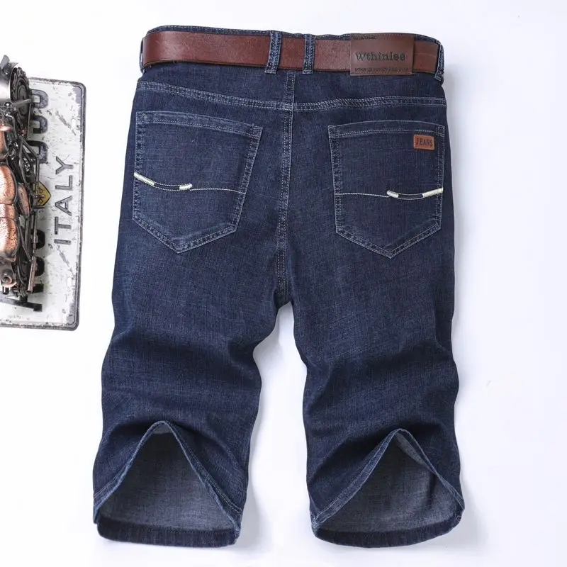2025 New Denim Shorts for Men's Spring and Summer Trendy Brand Thin, Elastic, Loose, Straight, Casual, Five Point Middle Pants 3