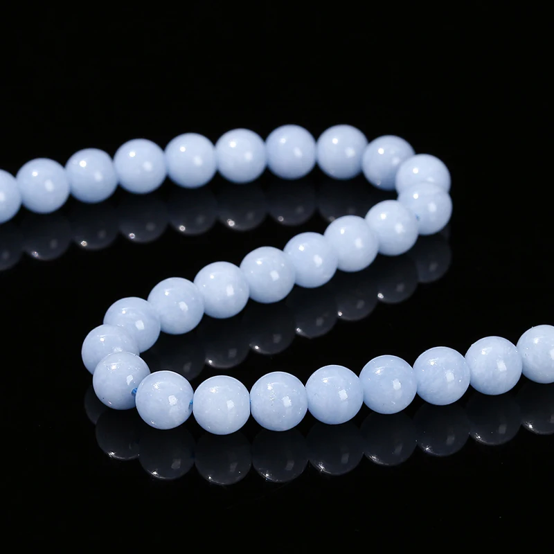 Wholesale 6 8 10mm Natural Angelite Stone Bead Round Loose Spacer For Jewelry Making Diy Necklace Bracelet Accessory Finding 15" 4