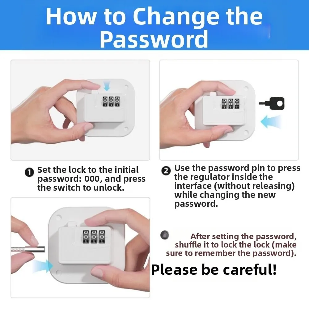 2Pcs 3-digit Baby Safety Password Lock Multi-Functional Anti-Pinch Hand Cabinet Fridge Door Lock Strong Fix No Punching