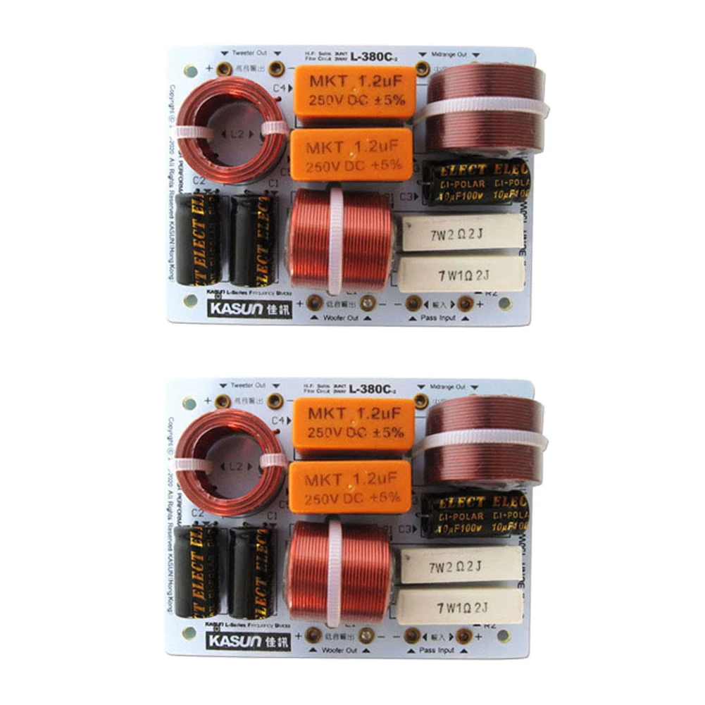 

2PCS L-380C 3 Way 3 Speaker Unit (Tweeter + Mid + Bass ) HiFi Home Speakers Audio 200W Frequency Divider Crossover Filters