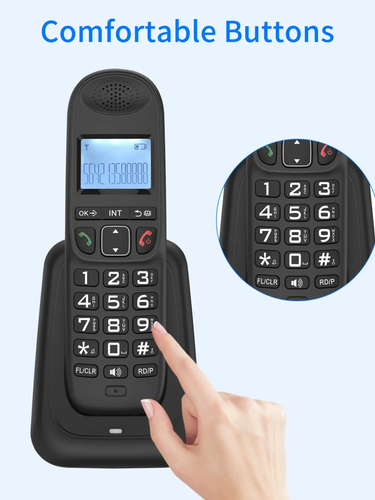 Expandable Cordless Phone System with 3 Lines Display Caller ID Support 5 Handsets Connection 50 Phone Book Memories cordless phone
