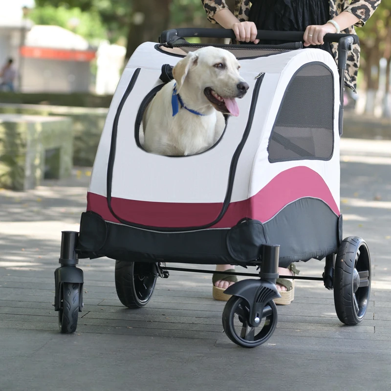 

Extra Large Dog Stroller Portable Folding Pet Stroller Breathable and Ventilated Pet Carriage Disability Pets Cart Can Bear 60KG