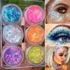 6 jars/set Eyeshadow Glitter Gel Cream Face Hair Body Nail Glitter Gel Heart Star Moon Loose Sequins Festival Makeup Decorations 1