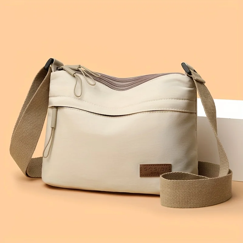 Nylon Women's Shoulder Crossbody Bag with Multi Layer Zipper Closure, Suitable for Casual Outings, Office, Shopping, Gatherings