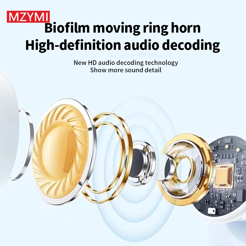 MZYMI A8 Pro Bluetooth5.4 Touch Control bluetooth earbuds Sports Active Noise Reduction Earphone Built in Mic With LED