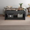 Fluted Lift Top Coffee Table, Wooden Coffee Table Dining Table with Storage Shelf and Large Hidden Compartment 5