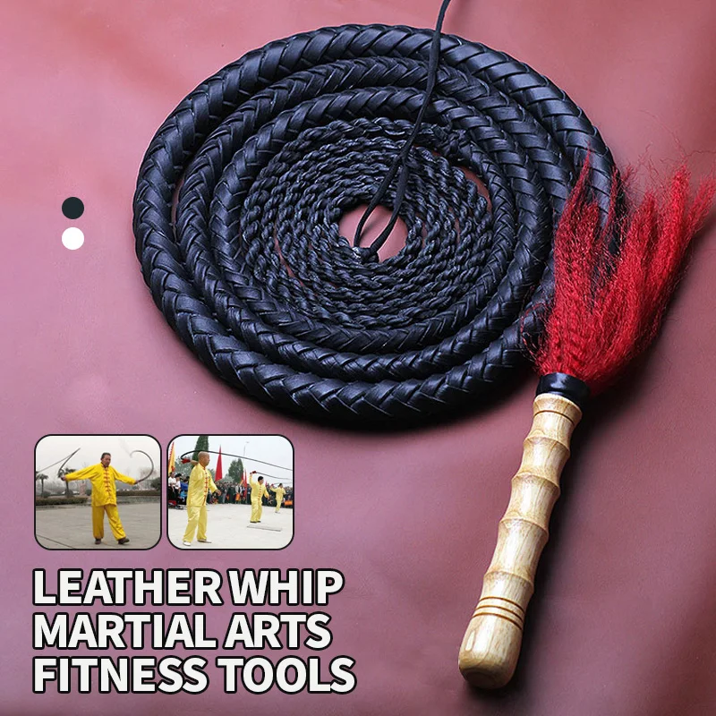 Description Picture 4 of itemKung Fu Whip Martial Art Wushu Whip Cowhide Fitness Whips Shepherd Sounded Whip Wood Handle for Outdoor Physical Exercise Toys